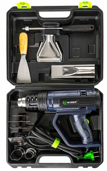 Opalarka Elektryczna 2 Biegi Regulacja Mocna 2200w + 5 Dysz + Szpachla