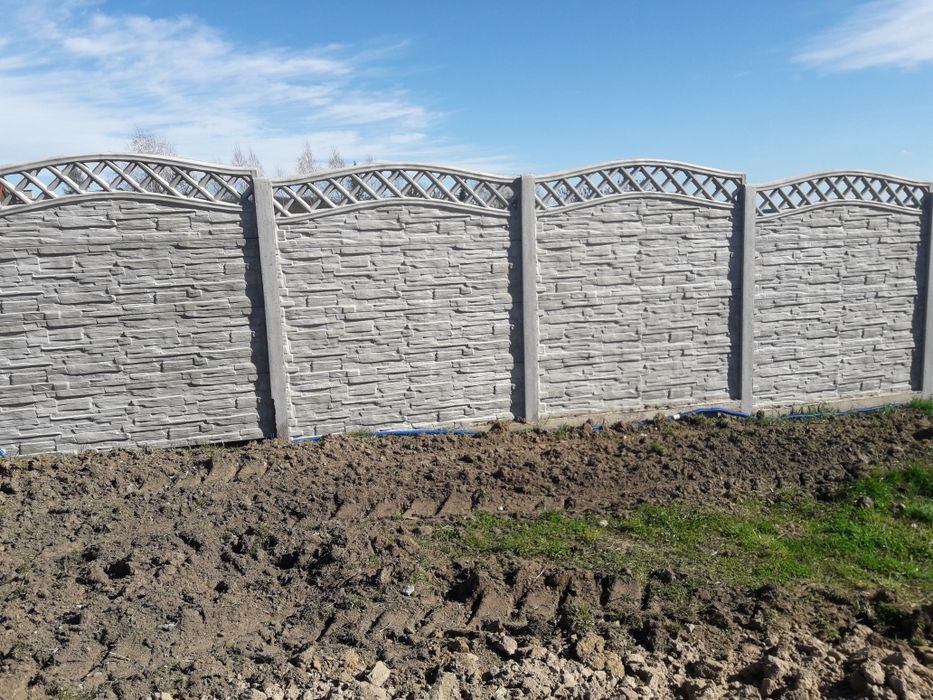 Ogrodzenie betonowe, płyty, słupy