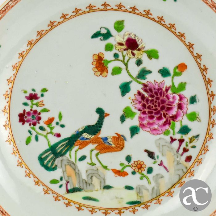 Prato Companhia das Índias, decoração dos pavões, Qianlong, séc. XVIII