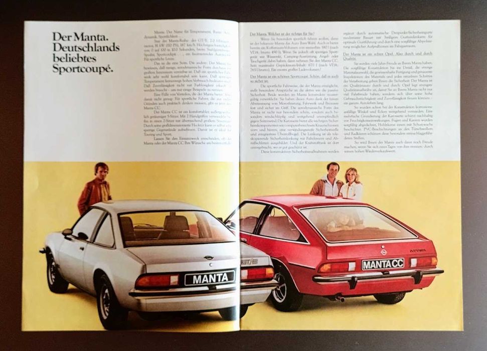 1979 brochura folheto original Opel Manta B