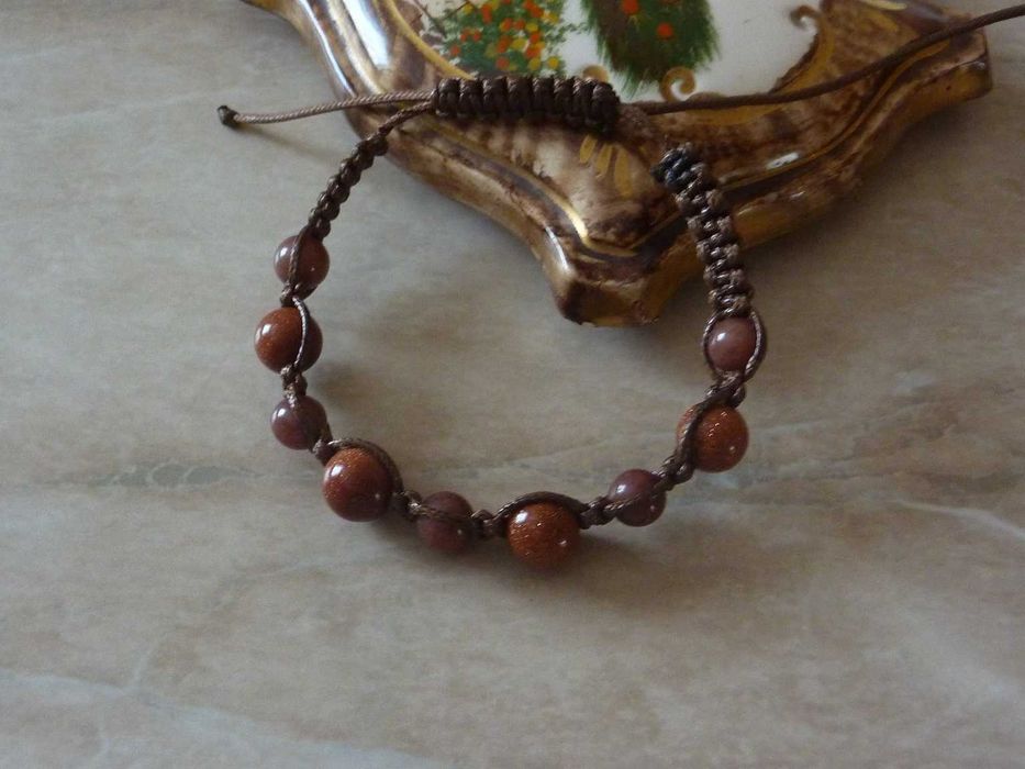 Bransoletka makrama kamienie naturalne piasek jaspis