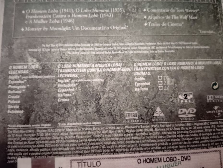 DVD Triplo Filme O Homem Lobo Como Novo