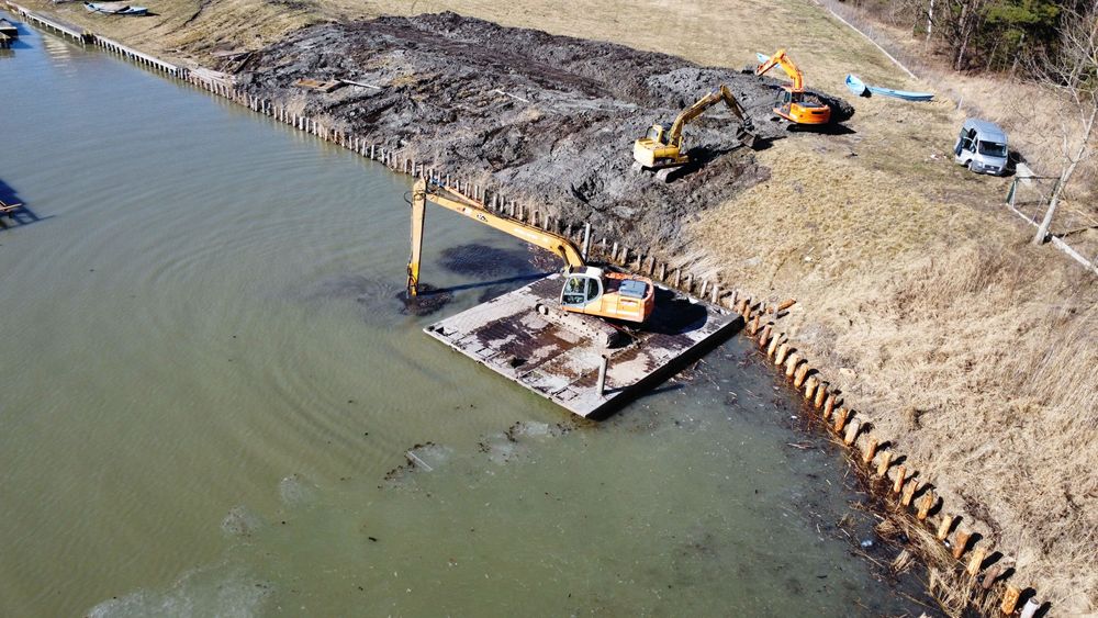 Pogłębiarka ,pogłębianie koparka pływająca, koparka na pontonach