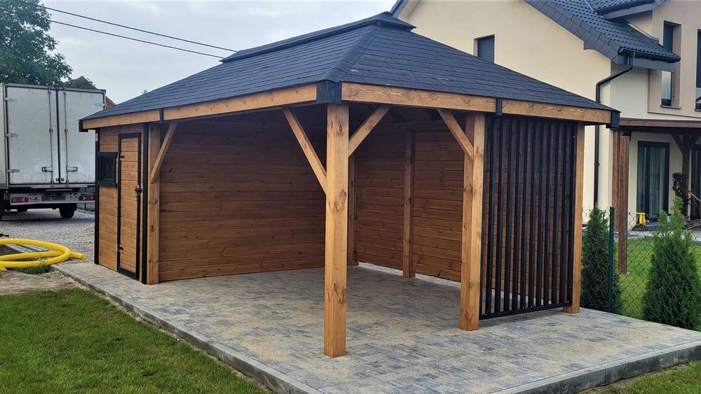 Domek z Altaną NOEMI Loft altanka wiata  6x3m DREWNOTRIK.PL