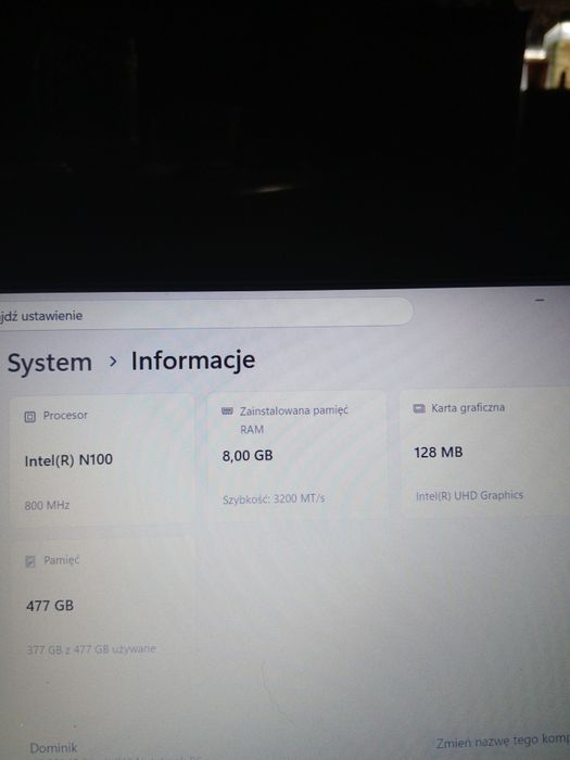 Laptop HP 250 G10 | Intel N100 / 8GB / SSD 500GB | Stan jak nowy