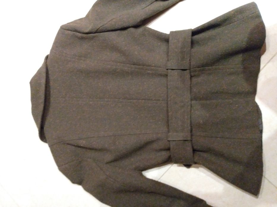 Kurtka żakiet marynarka ciepły taliowany khaki L XL