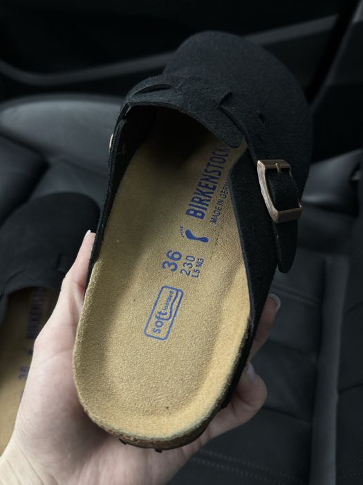 Замшеві сабо шльопанці коричневі беж чорні 36 37 38 39 розмір тапки Birkenstock Boston біркенсток бостон