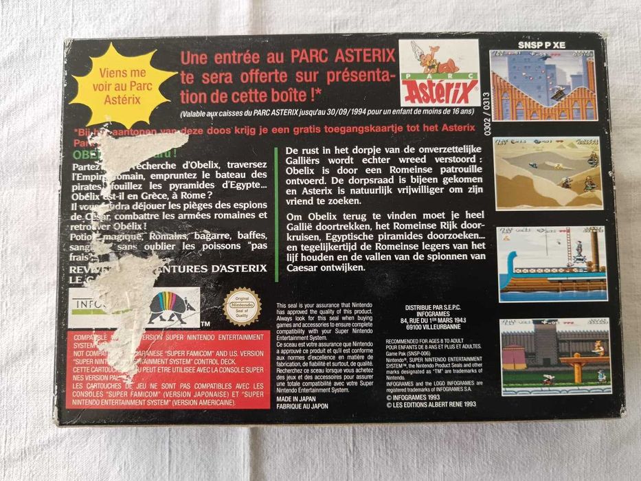 Astérix (SNES, 1993, PAL FR) – Caixa e Manual | Caixa Ligeiramente Gasta | Multi‑Idioma