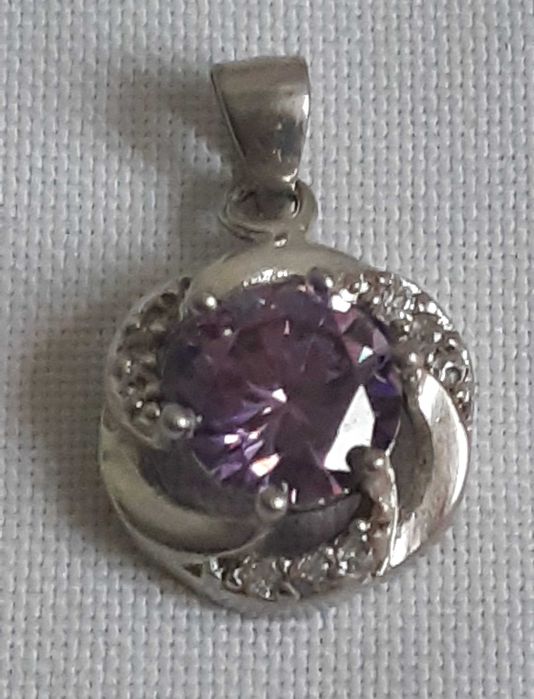 Серебряный кулон с Аметистом и фианитами