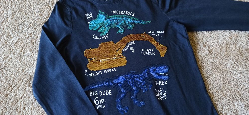 Bluzka z długim rękawem T-Rex Triceratops koparka