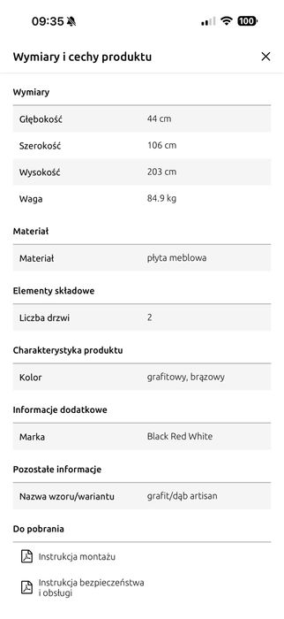 Szafa Regal HESEN Black Red White