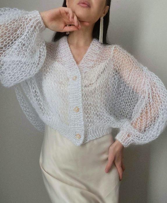 Кардиган из кидмохера - ручная работа