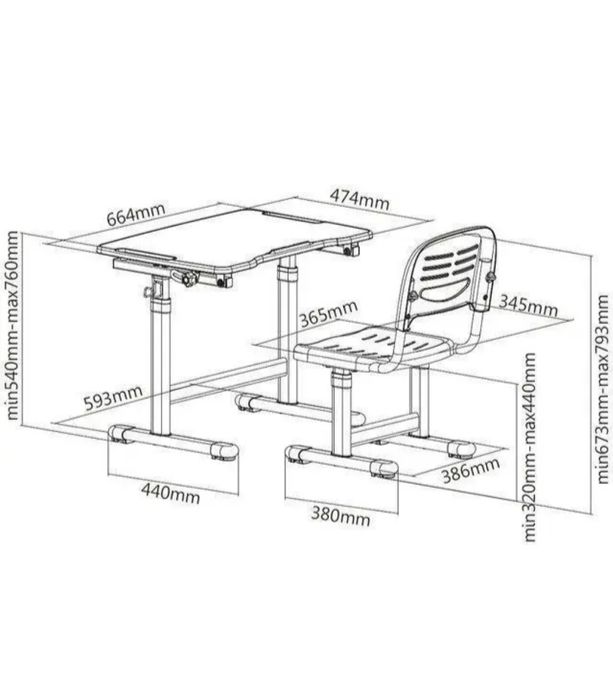 Комплект парта і стілець-трансформери fundesk Piccolino II Blue
