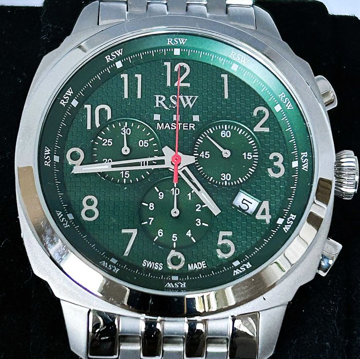 RSW Master Chronograph Swiss Made – NOS / Full Set * emerald green