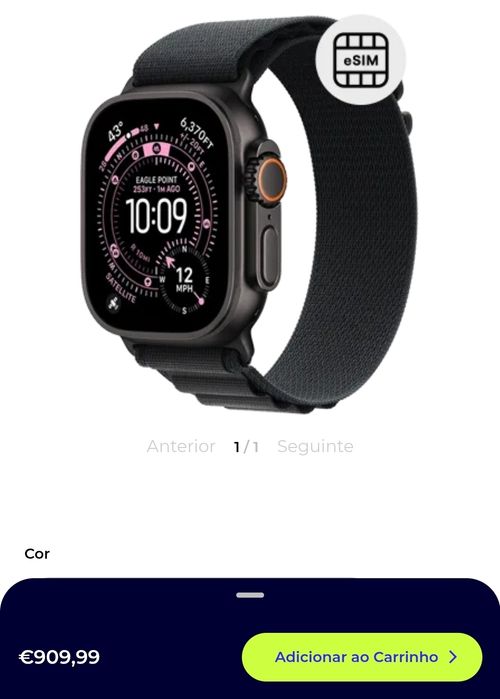 Apple Watch Ultra 3 49mm Cellular NOVO 100% bateria. Fatura, garantia. Troca/retoma.