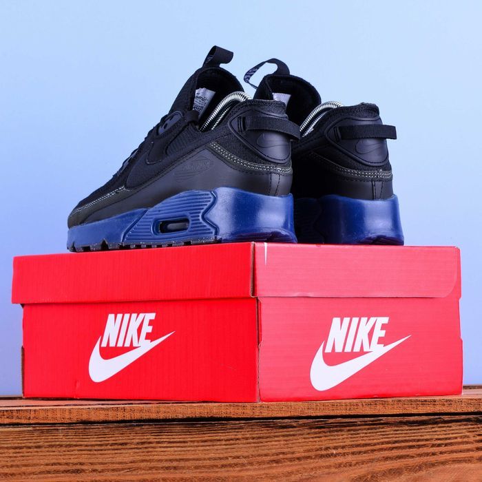 (2209) Акція! Кросівки Nike Air Max 90 чорні з синім (42-45) найк найки