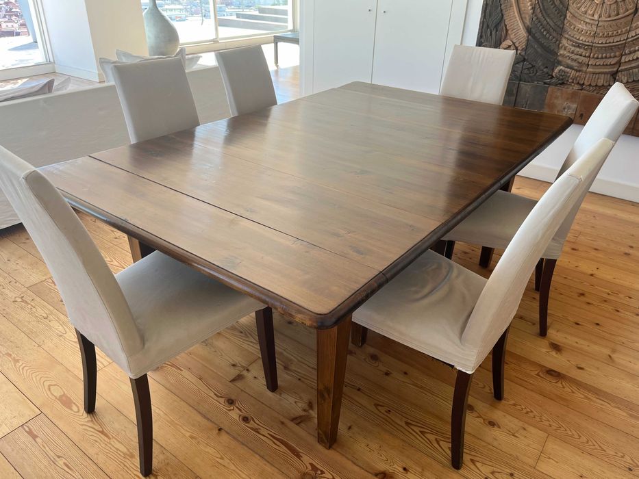 Mesa de Madeira Envernizada com Extensões