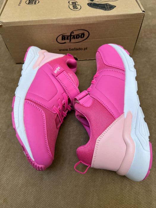 sneakersy Befado rozm 35/23 cm różowe rzepy lekkie biała podeszwa