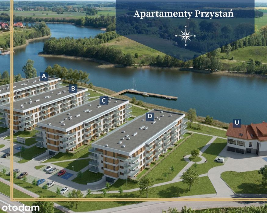 Apartamenty Przystań Olecko, 58 m², Sypialnia, Salon, Garderoba, Taras
