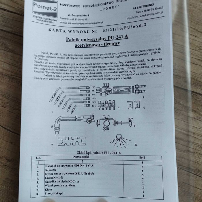POMET Palnik uniwersalny PU-241 A acetylonowo-tlenowy