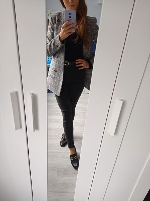 Marynarka w kratę H&M r. XS 34 szara