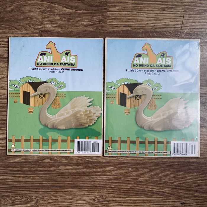Lote puzzles 3D em madeira “Animais no Reino da Fantasia”
