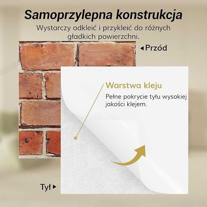 12x Paneli Akustycznych Samoprzylepnych 30x30X0,9 Imitacja Cegły RETRO