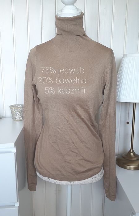 ZARA beżowy golf jedwab I kaszmir M 38