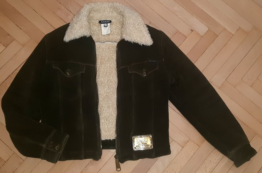 Oryginalna Dolce & Gabbana sztruksowa kurtka męska na misiu XL