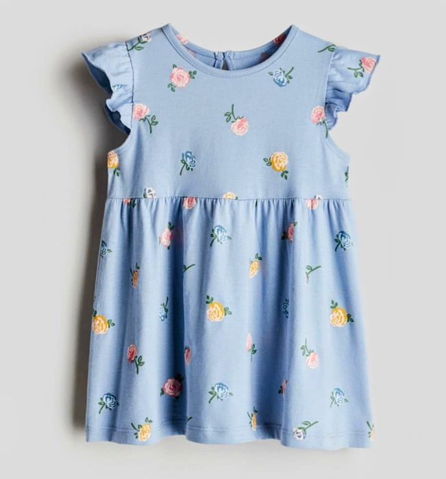 Sukienka H&M rozmiar 98 niebieska w kwiatki