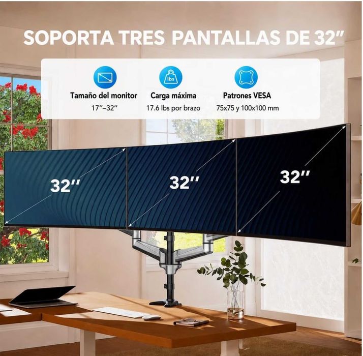 Suporte 3 monitores de 13 a 32 polegadas