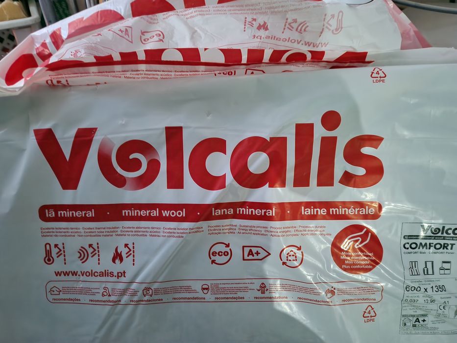 Lã Mineral Volcalis e Lá de Rocha Rockool disponível 3 placas