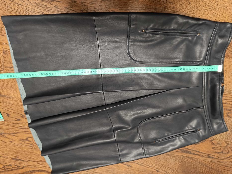 48- 50 р L , 67 см темно синяя юбка из искусственной утеплённой кожи