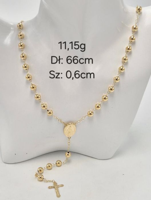 Złoty różaniec naszyjnik 585 14k NOWY