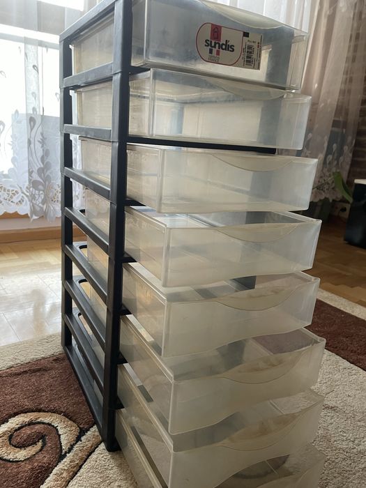 Plastikowy organizer | 8 szuflad | stan bdb