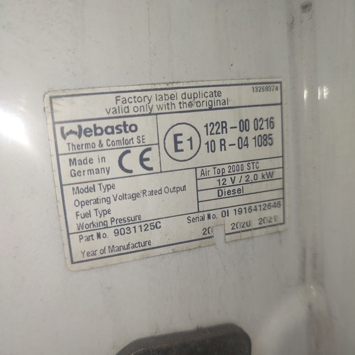 Webasto air top 2000stc 12v