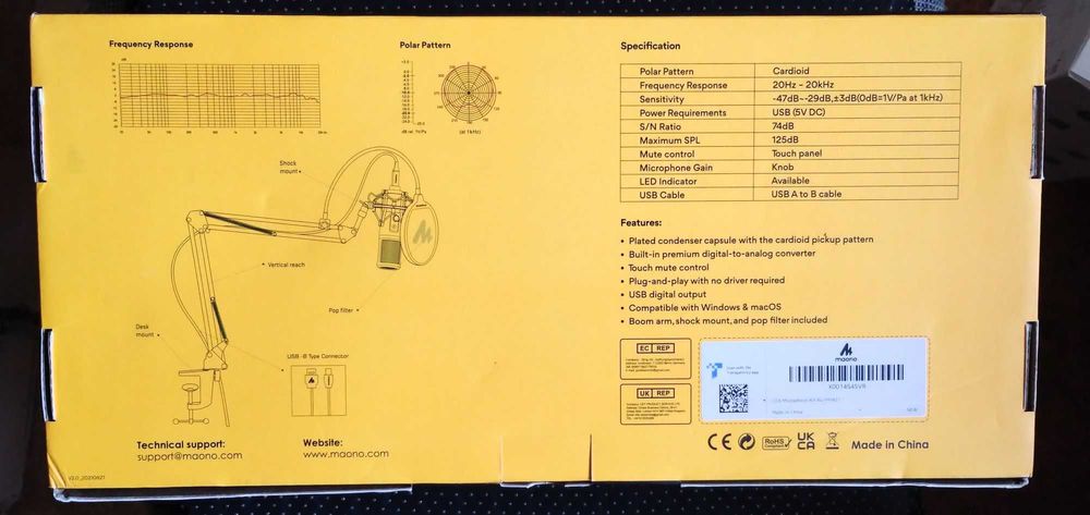 Mikrofon pojemnościowy, z przetwornikiem kardioidalnym MAONO AU-PM421