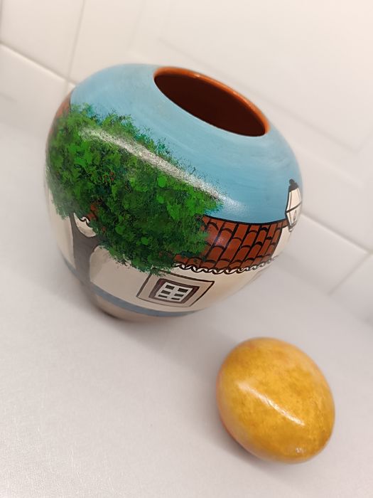 Pote Barro. Pintado à mão. 19 cm. Novo