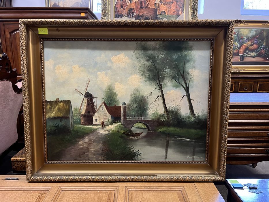 Obraz malowany na desce/Drewniana złocona rama/Raty