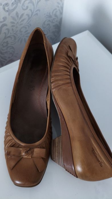 Buty skórzane, 40, karmelowe, Tamaris