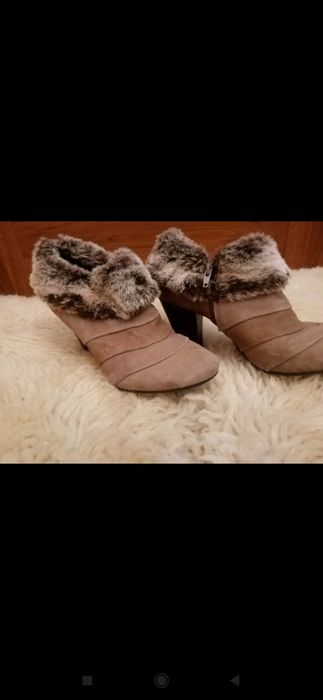 Skórzane buty z futerkiem