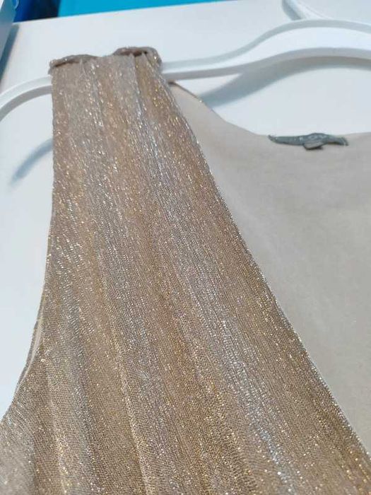 Live piękna zwiewna lekka suknia długa błyszcząca s/m