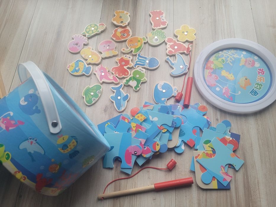 Gra łowienie rybek na magnesy i puzzle