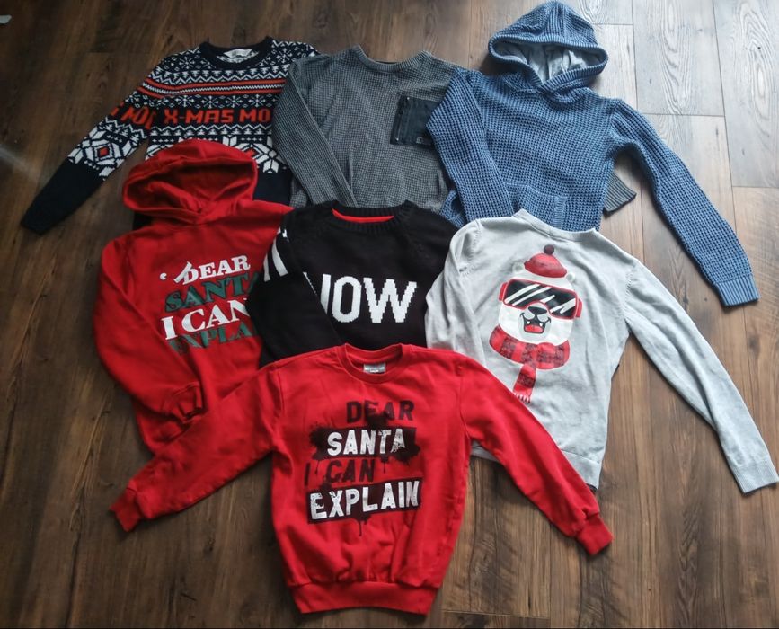 Zestaw bluz i sweterków świątecznych dla chłopca 134