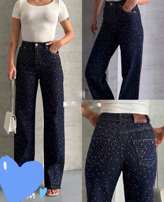 Джинси в камінці палаццо кльош труби стрази