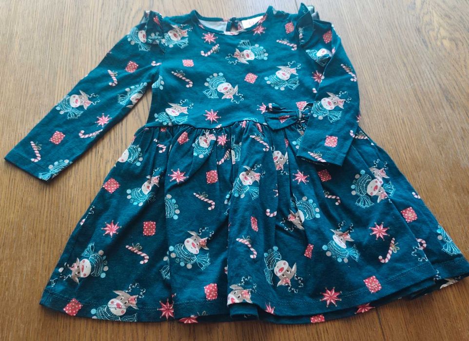 DZIEWCZYNKA - cielmozielona sukienka w rozmiarze 80/86cm