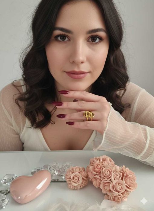 Duży pierścionek podwójny kółka rozm. 9 stal chirurgiczna 316L cudo