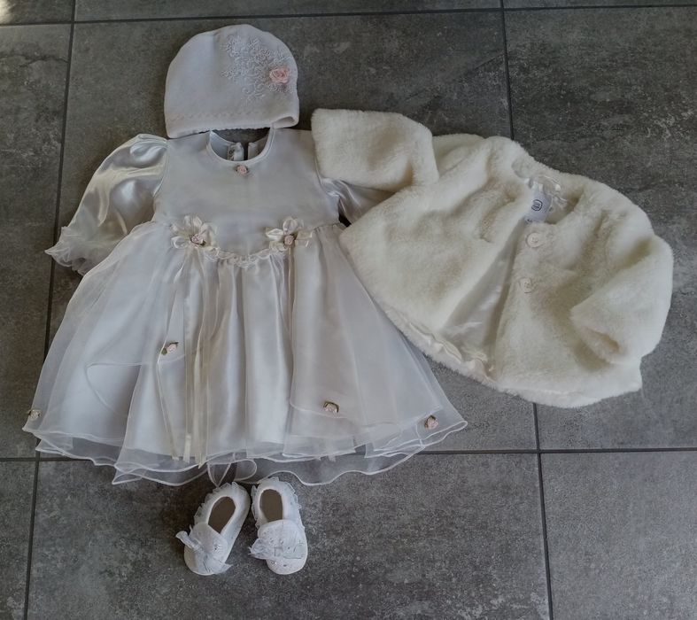 Komplet do chrztu sukienka rozm. 68