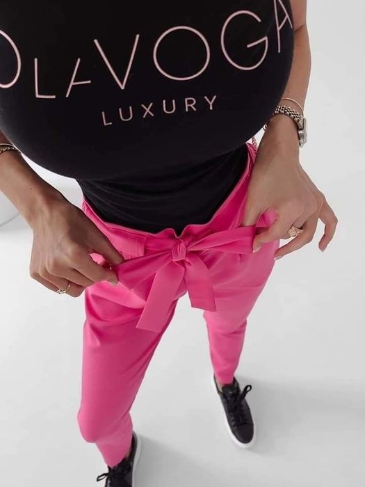 Spodnie damskie OLAVOGA NIGELLA S M czarne różowe kokarda