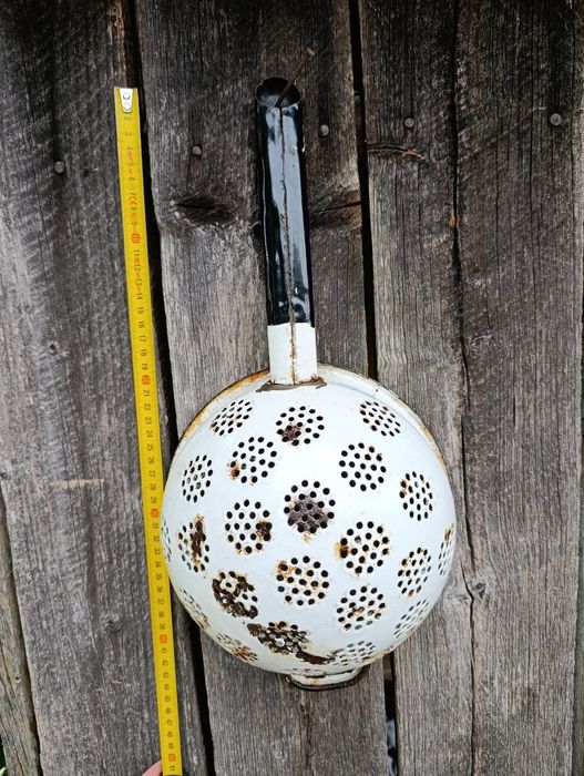 Polski emaliowany cedzak durszlak retro vintage